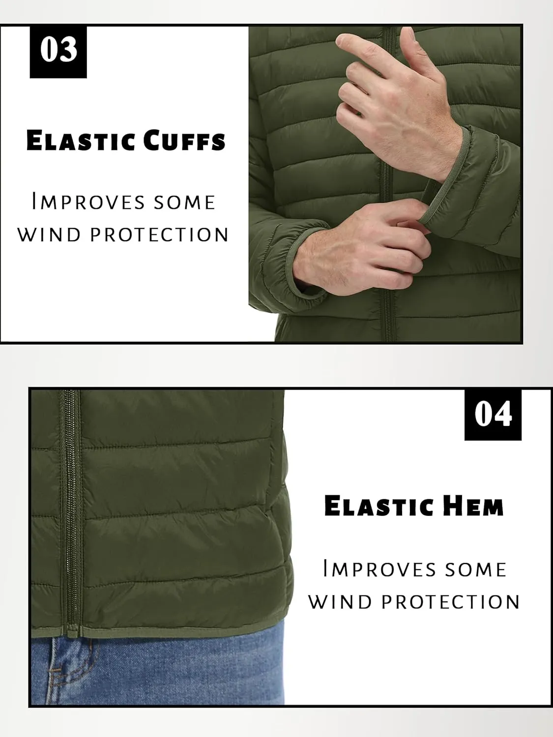 TACVASEN Men's Hooded Puffer Water-Repellent Down Alternative Jacket Insulated Lightweight Windbreaker Quilted Coat