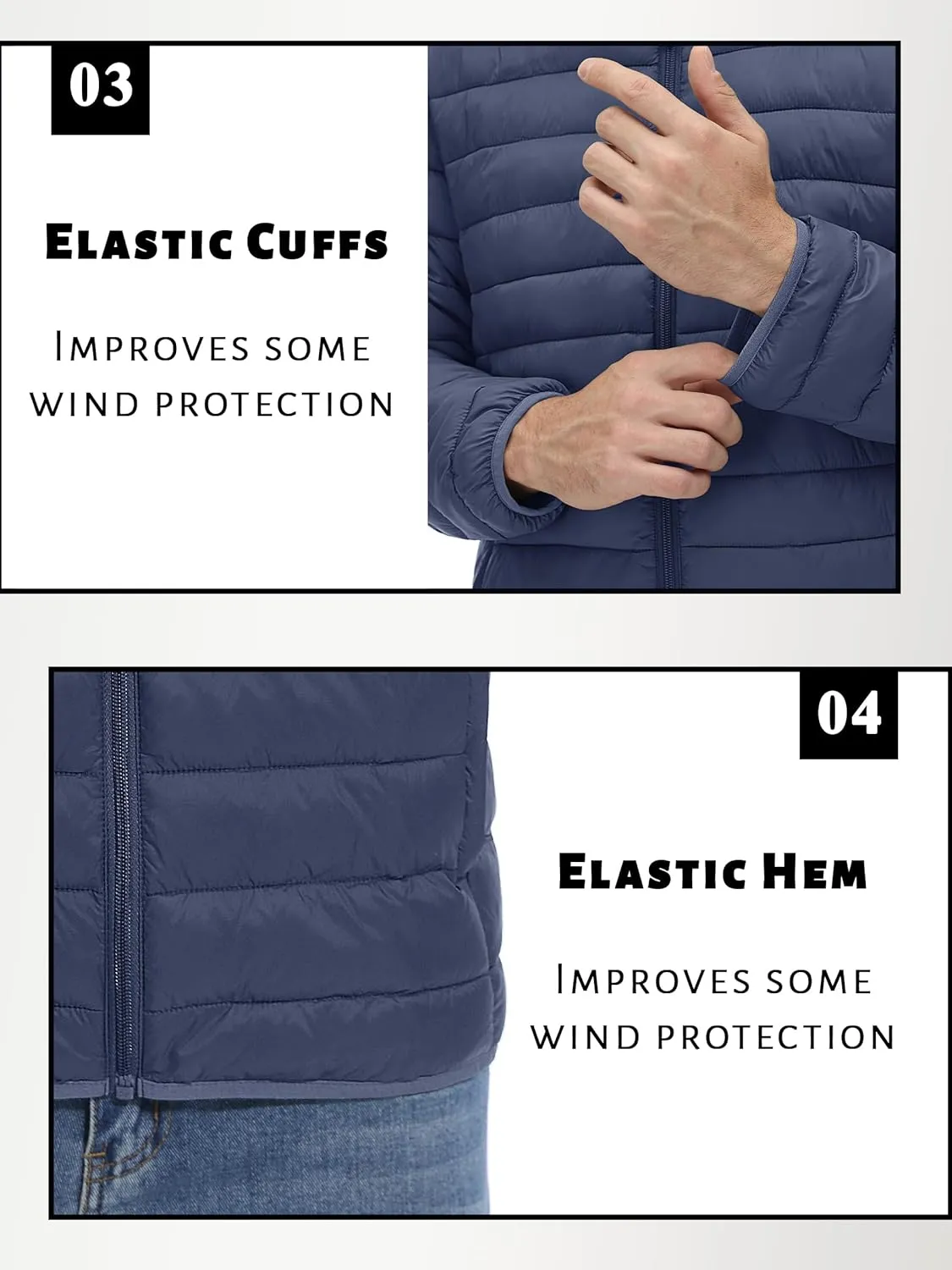 TACVASEN Men's Hooded Puffer Water-Repellent Down Alternative Jacket Insulated Lightweight Windbreaker Quilted Coat