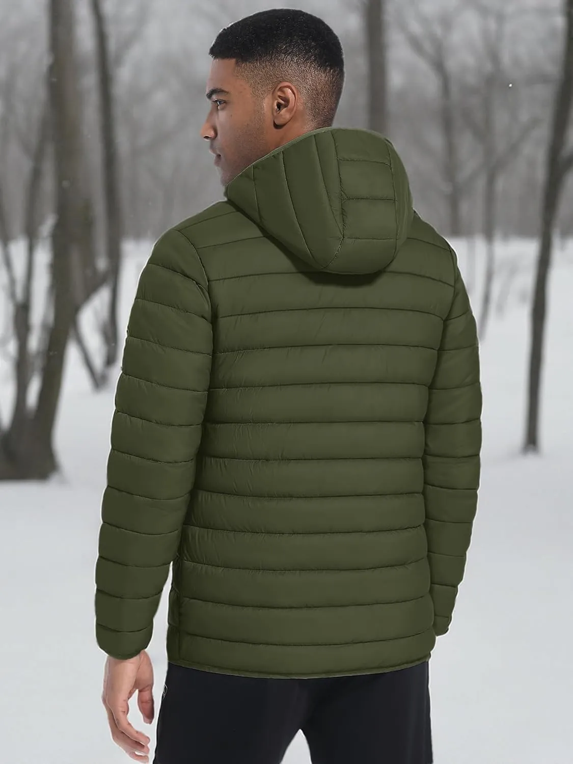 TACVASEN Men's Hooded Puffer Water-Repellent Down Alternative Jacket Insulated Lightweight Windbreaker Quilted Coat