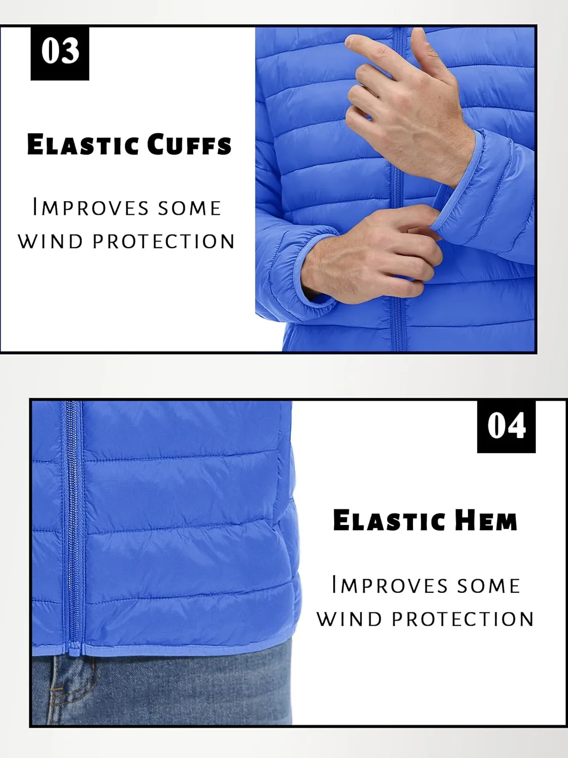 TACVASEN Men's Hooded Puffer Water-Repellent Down Alternative Jacket Insulated Lightweight Windbreaker Quilted Coat
