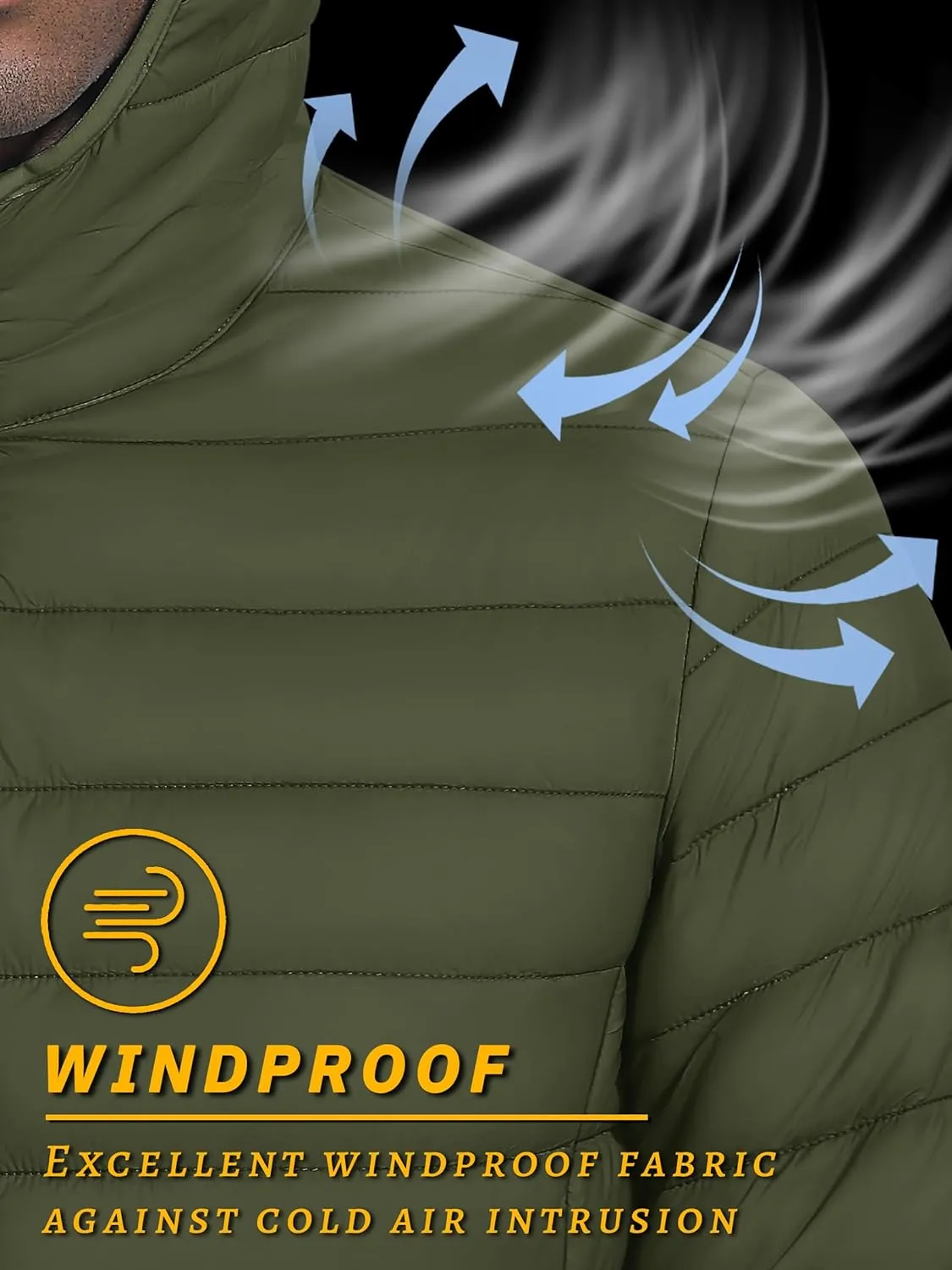 TACVASEN Men's Hooded Puffer Water-Repellent Down Alternative Jacket Insulated Lightweight Windbreaker Quilted Coat