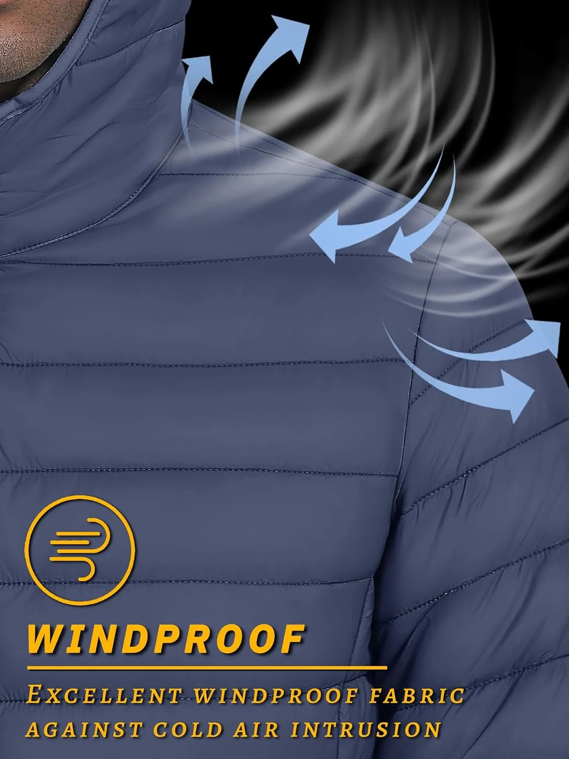 TACVASEN Men's Hooded Puffer Water-Repellent Down Alternative Jacket Insulated Lightweight Windbreaker Quilted Coat