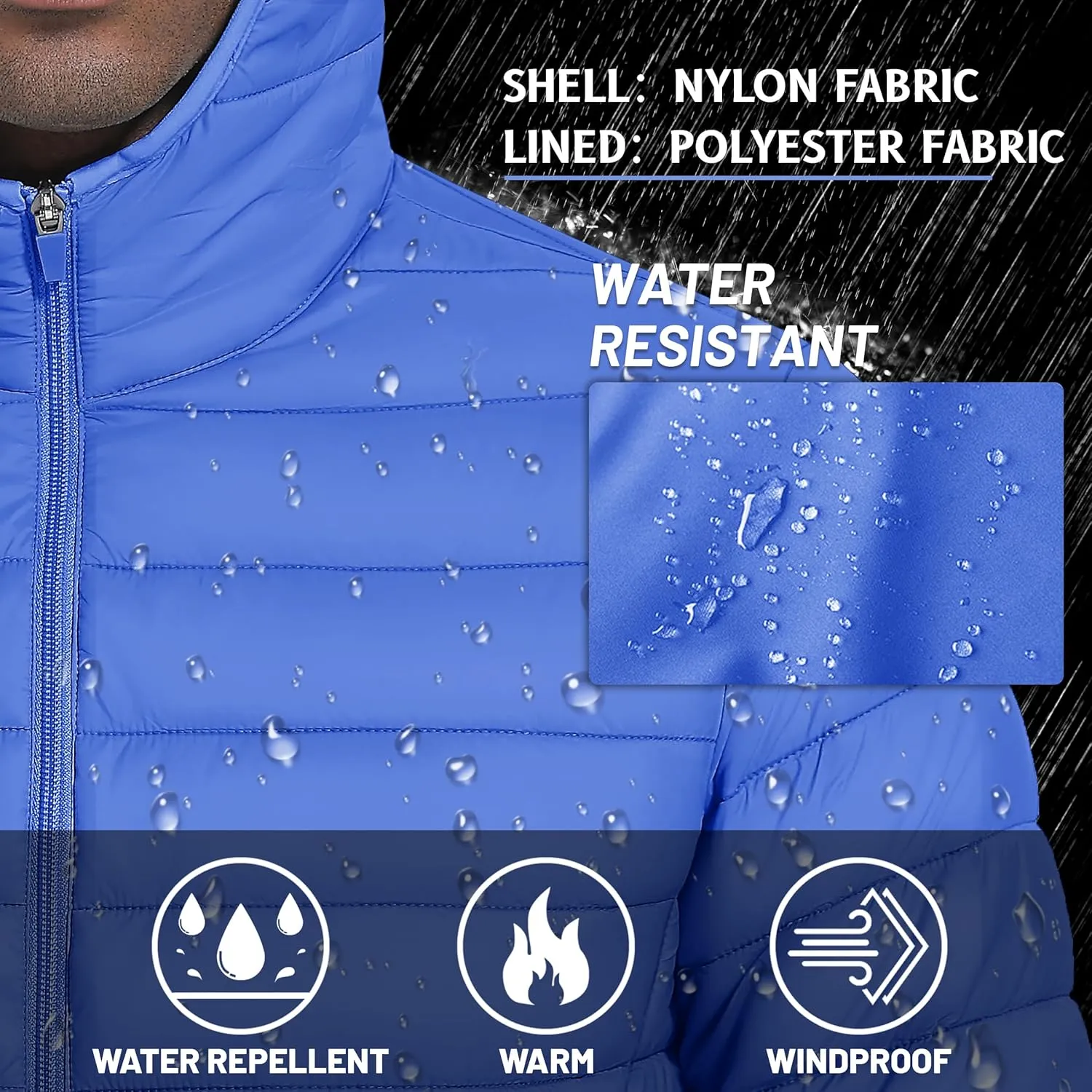 TACVASEN Men's Hooded Puffer Water-Repellent Down Alternative Jacket Insulated Lightweight Windbreaker Quilted Coat