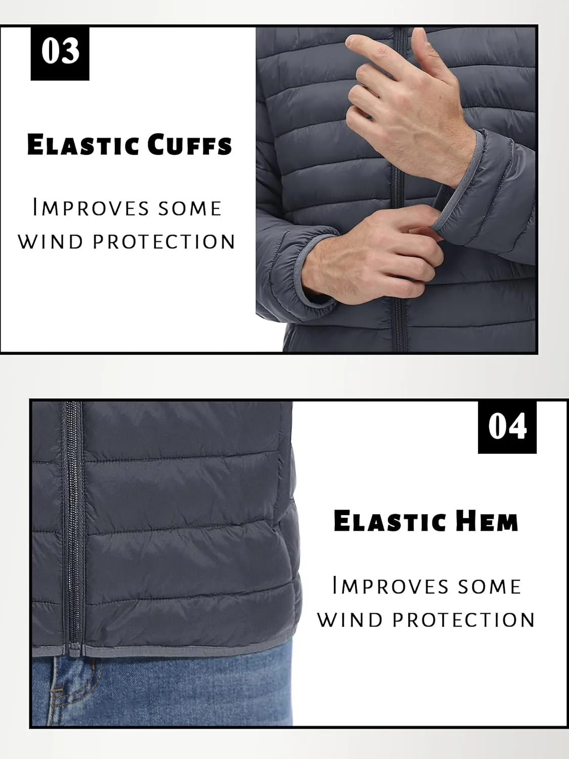 TACVASEN Men's Hooded Puffer Water-Repellent Down Alternative Jacket Insulated Lightweight Windbreaker Quilted Coat