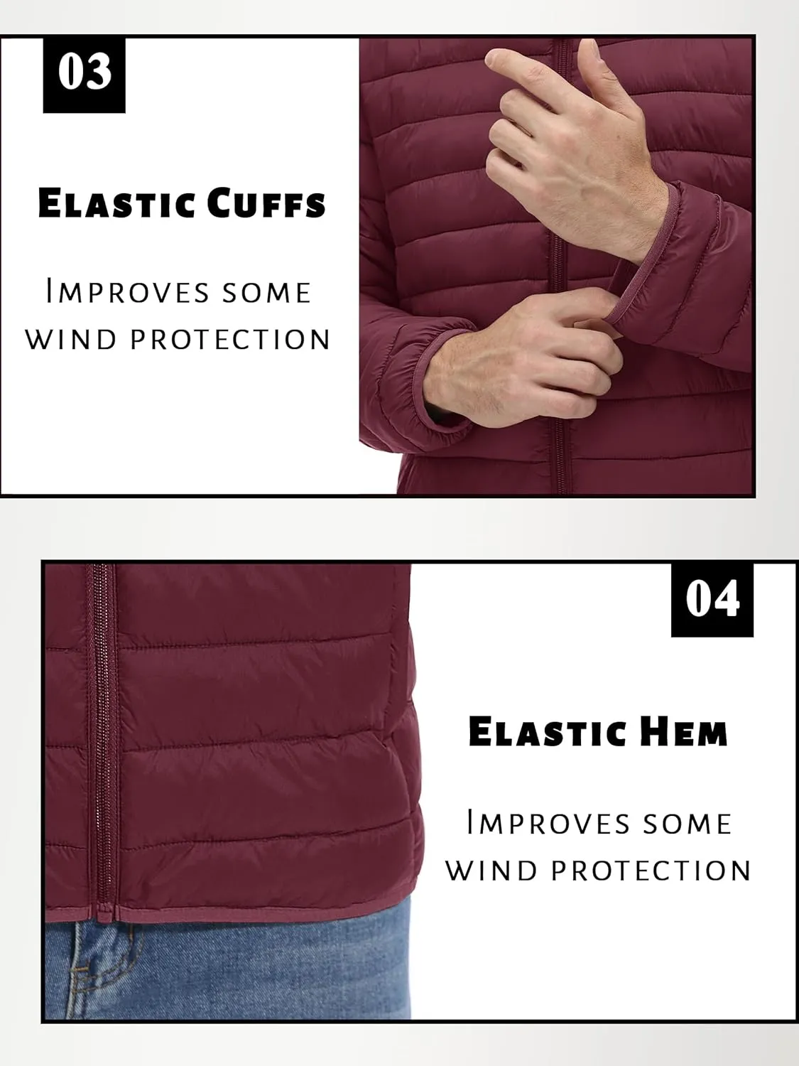 TACVASEN Men's Hooded Puffer Water-Repellent Down Alternative Jacket Insulated Lightweight Windbreaker Quilted Coat