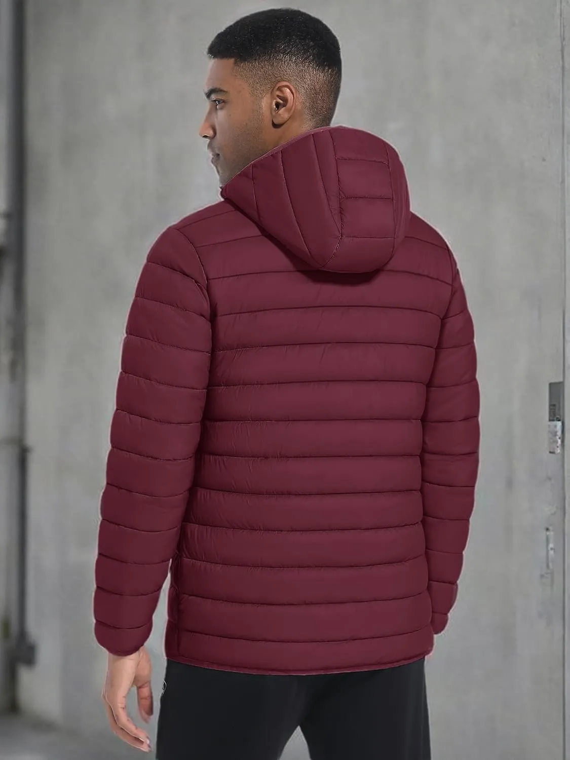 TACVASEN Men's Hooded Puffer Water-Repellent Down Alternative Jacket Insulated Lightweight Windbreaker Quilted Coat