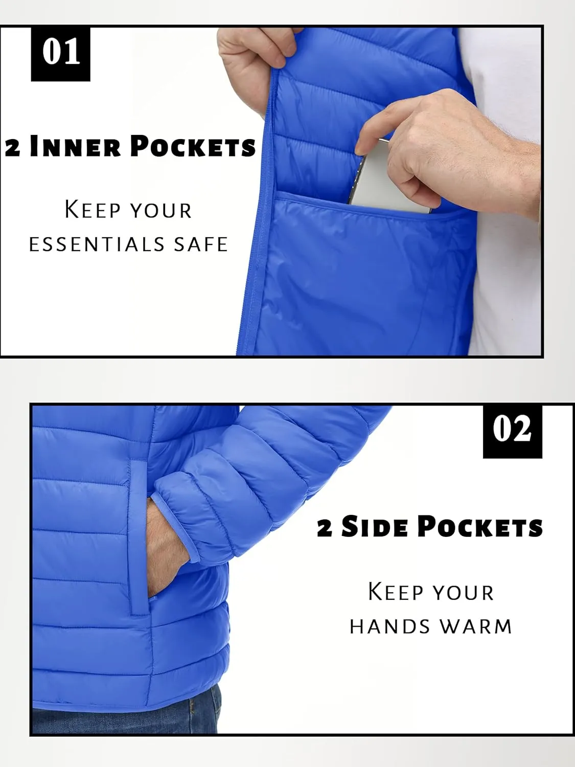 TACVASEN Men's Hooded Puffer Water-Repellent Down Alternative Jacket Insulated Lightweight Windbreaker Quilted Coat