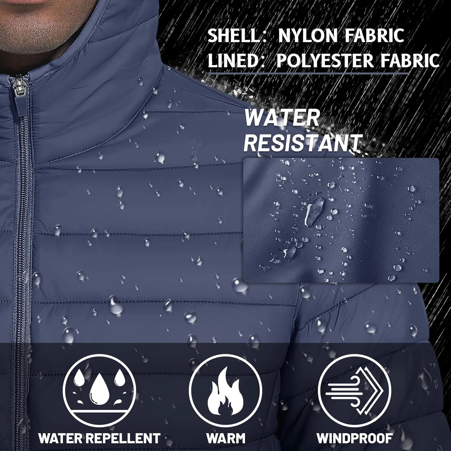 TACVASEN Men's Hooded Puffer Water-Repellent Down Alternative Jacket Insulated Lightweight Windbreaker Quilted Coat