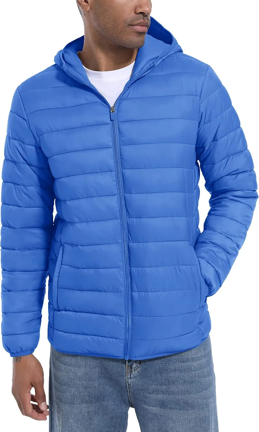 TACVASEN Men's Hooded Puffer Water-Repellent Down Alternative Jacket Insulated Lightweight Windbreaker Quilted Coat
