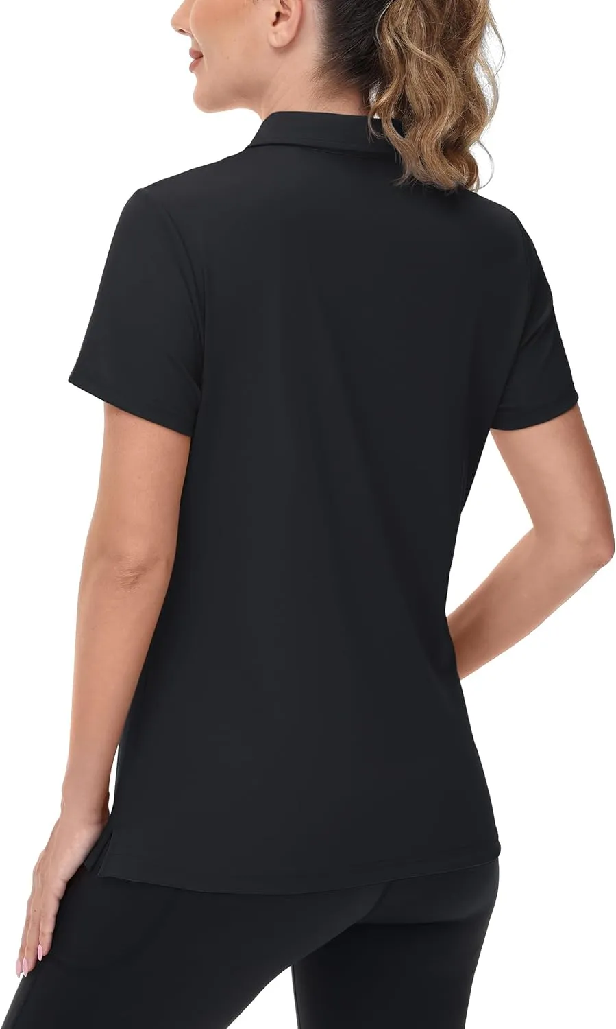 TACVASEN Women's V-Neck Polo Shirts UPF 50  Short Sleeve Sun Protection Quick Dry Golf Polos Collared Shirt
