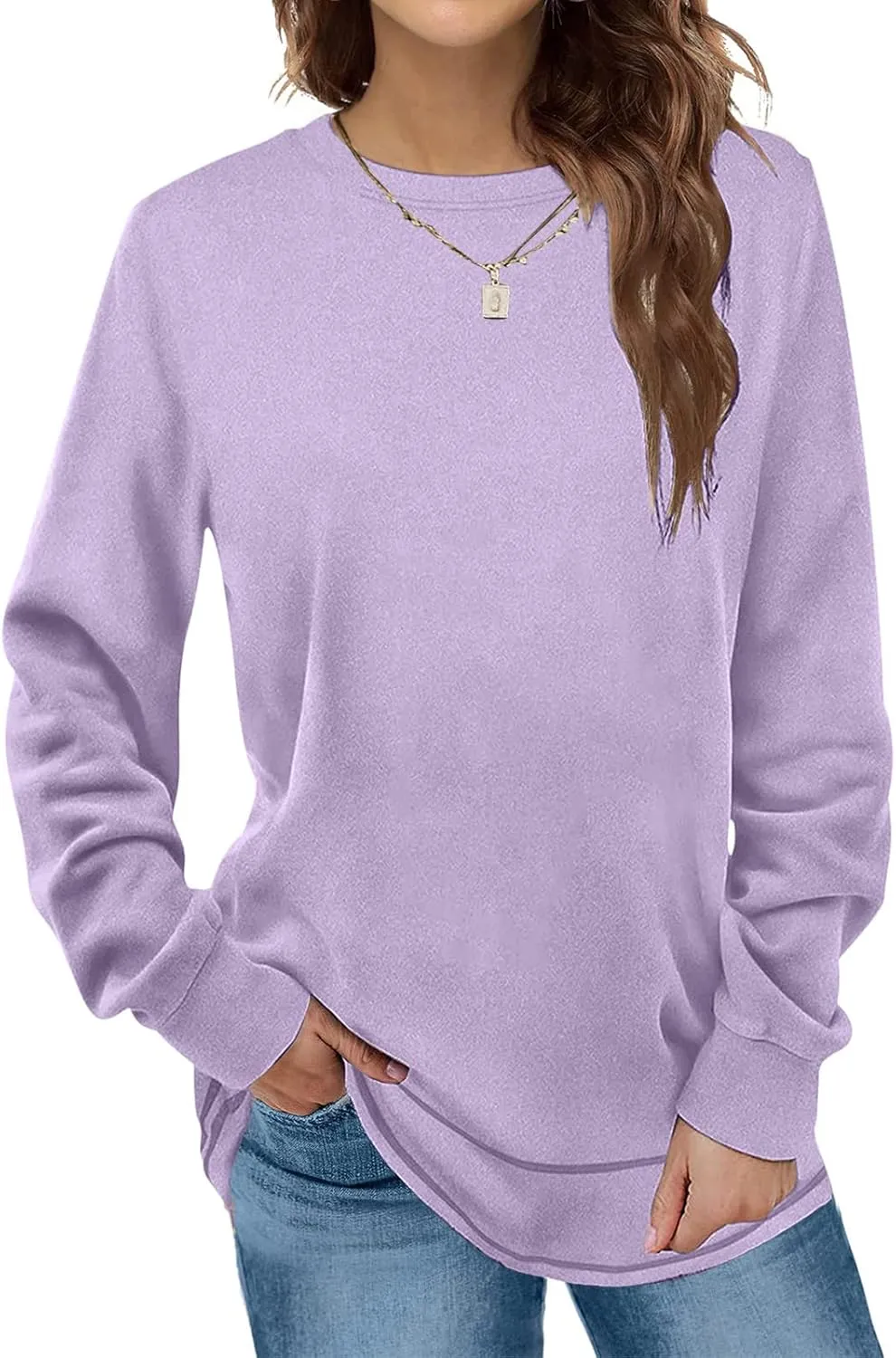 TANGNADE Womens Oversized Sweatshirts Long Sleeve Crewneck Dressy Casual Pullover Lightweight Fall Tunic Tops Blouses