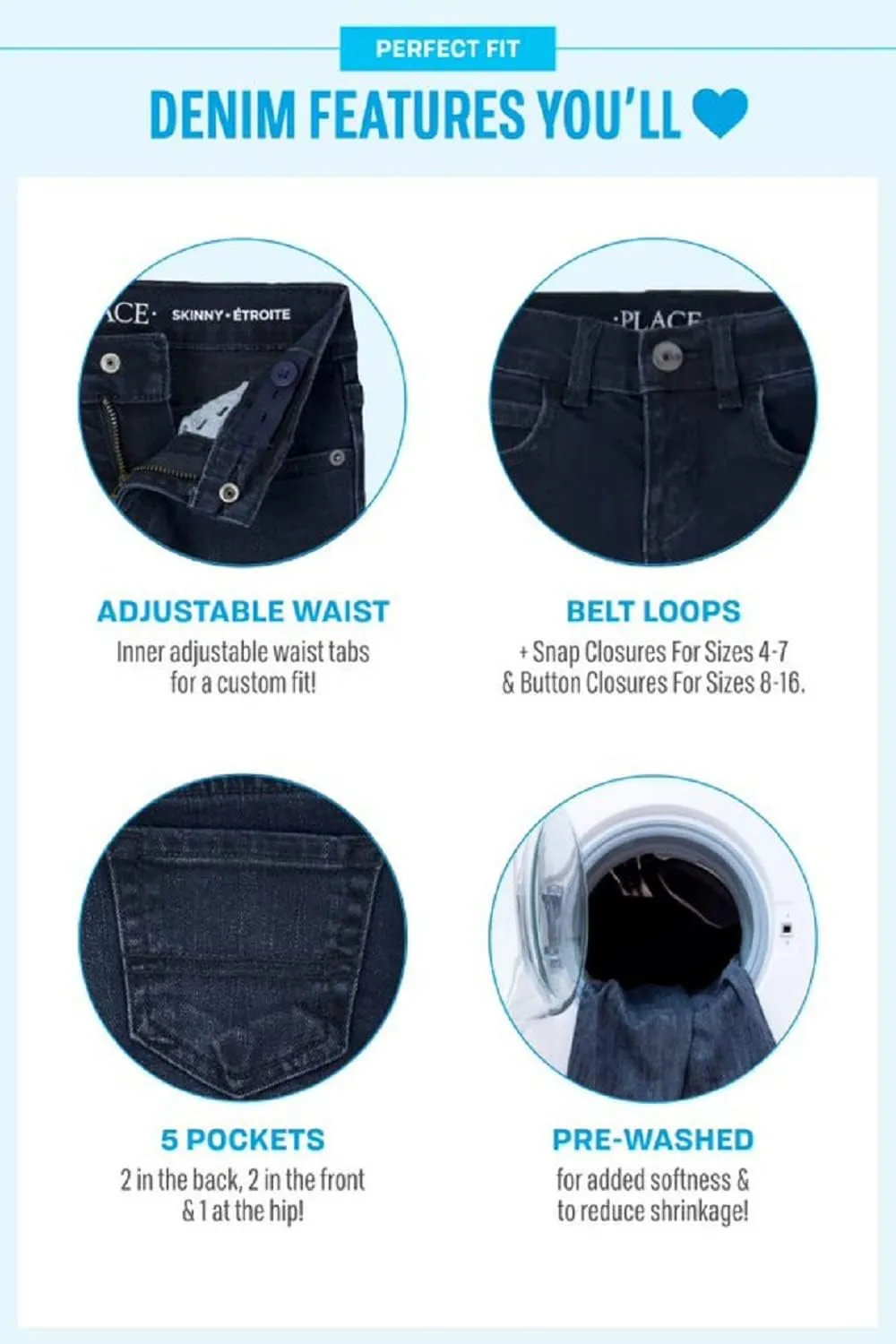 The Children's Place Baby and Toddler Boys' Basic Straight Leg Jeans, Multipack