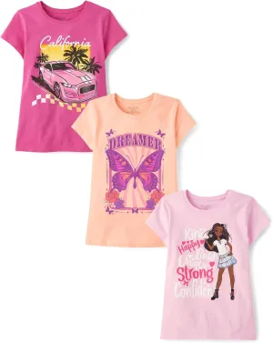 The Children's Place Girls' Kindness, Love, Equality Short Sleeve Graphic T-Shirts, Multipack