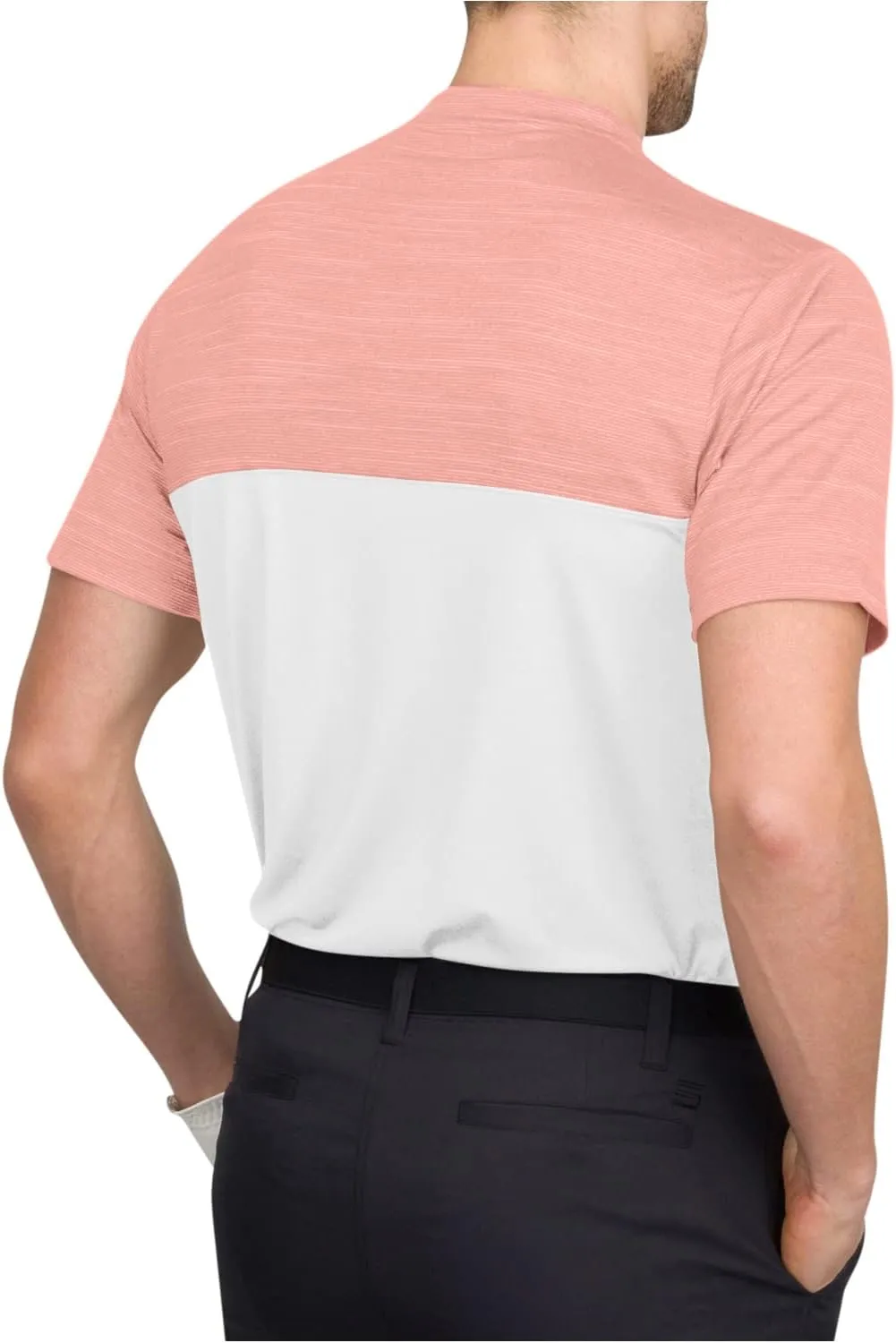 Three Sixty Six Men's Short Sleeve Collarless Golf Polo - Lightweight, Moisture-Wicking, Quick Dry, Stretch Fabric