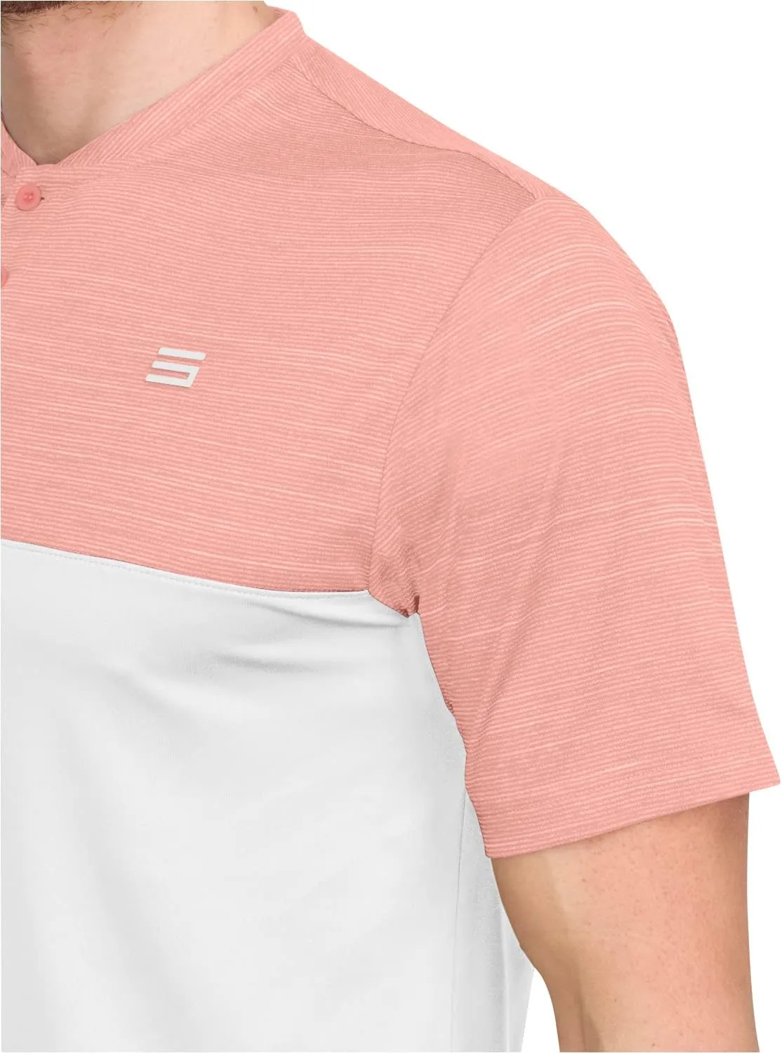 Three Sixty Six Men's Short Sleeve Collarless Golf Polo - Lightweight, Moisture-Wicking, Quick Dry, Stretch Fabric