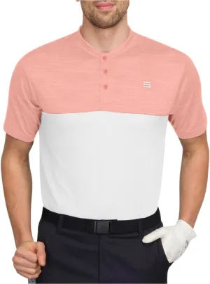 Three Sixty Six Men's Short Sleeve Collarless Golf Polo - Lightweight, Moisture-Wicking, Quick Dry, Stretch Fabric