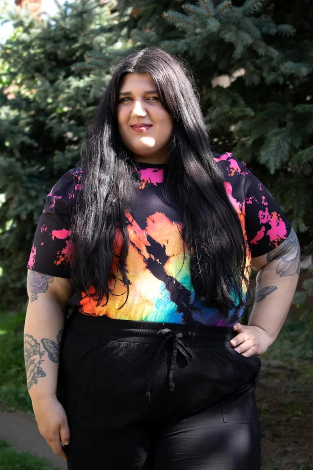 TIYOMI Plus Size Distressed Oversized T-Shirts Short Sleeve Tops for Women Crewneck Shirts XL-5XL