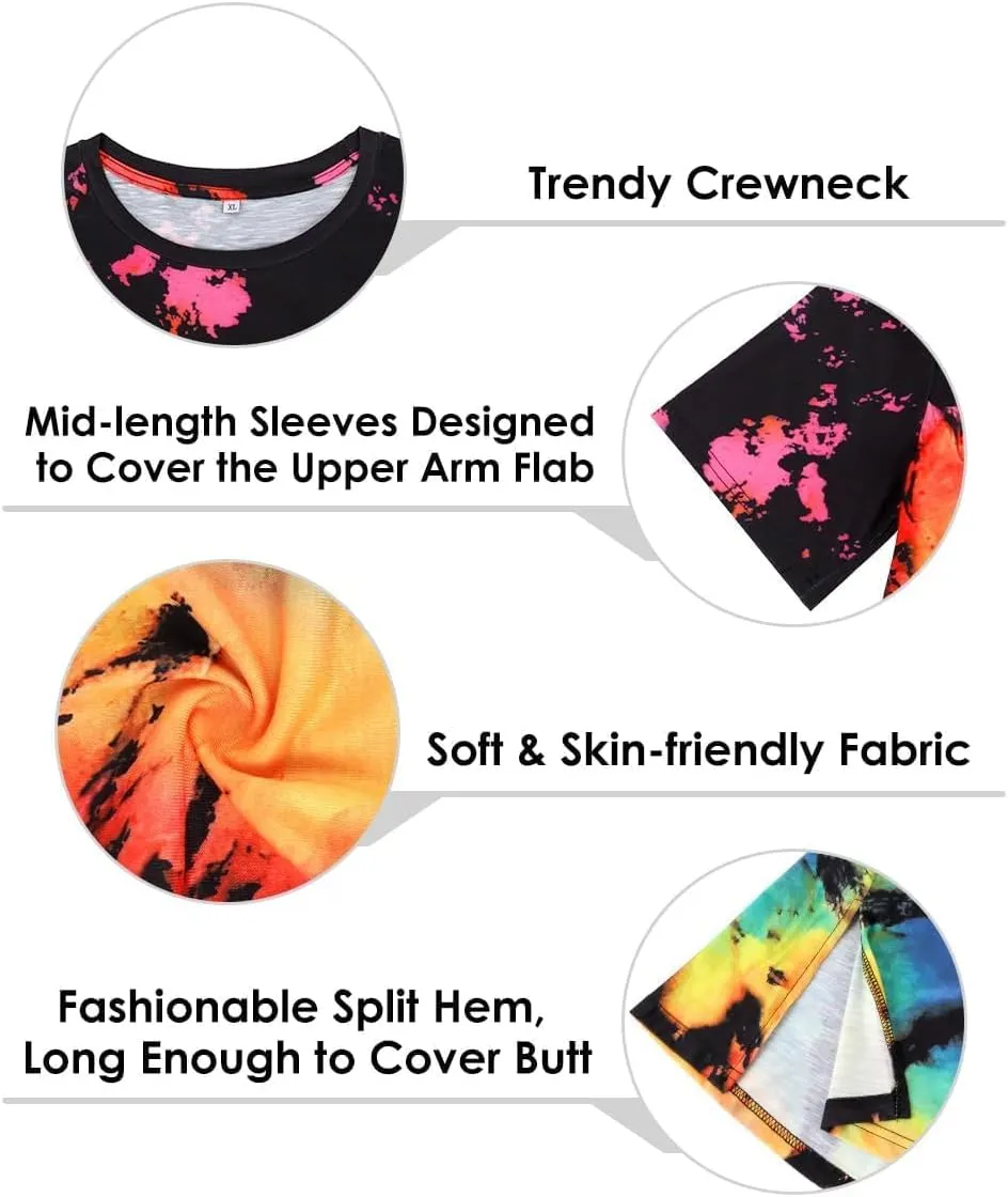 TIYOMI Plus Size Distressed Oversized T-Shirts Short Sleeve Tops for Women Crewneck Shirts XL-5XL