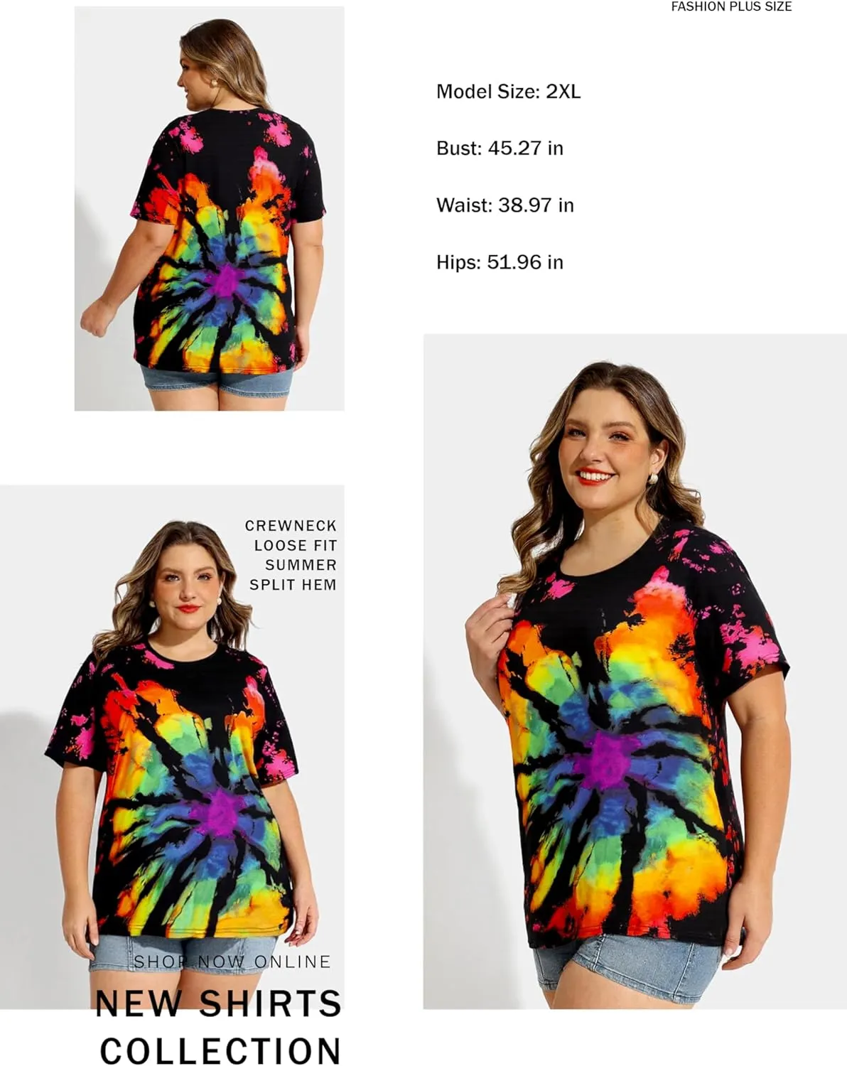 TIYOMI Plus Size Distressed Oversized T-Shirts Short Sleeve Tops for Women Crewneck Shirts XL-5XL