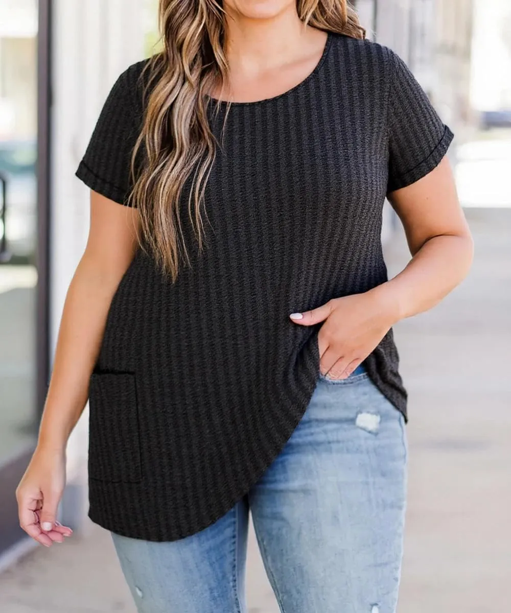 TIYOMI Plus Size Shirts for Women Pocket Long Tunic Tops Summer Casual T-Shirts XL-5XL
