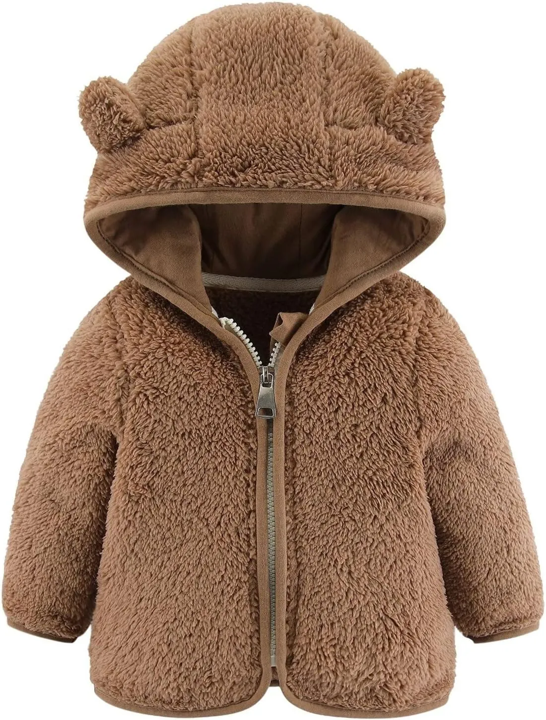 Toddler Boys Girls Winter Down Coat Soft Cotton Padded Jacket Cute Cartoon Bear Ears Thick Hooded Jacket