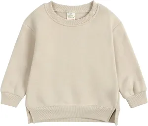 Toddler Kids Baby Boy Girl Crewneck Sweatshirt Long Sleeve Fleece Pullover Tops Casual Spring Fall Clothes