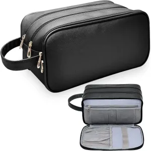 Travel Makeup Bag,Large Capacity Cosmetic Bags for Women Girls,Waterproof Portable Pouch Open Flat Toiletry Bag Make up Brushes Organizer with Handle (Black)