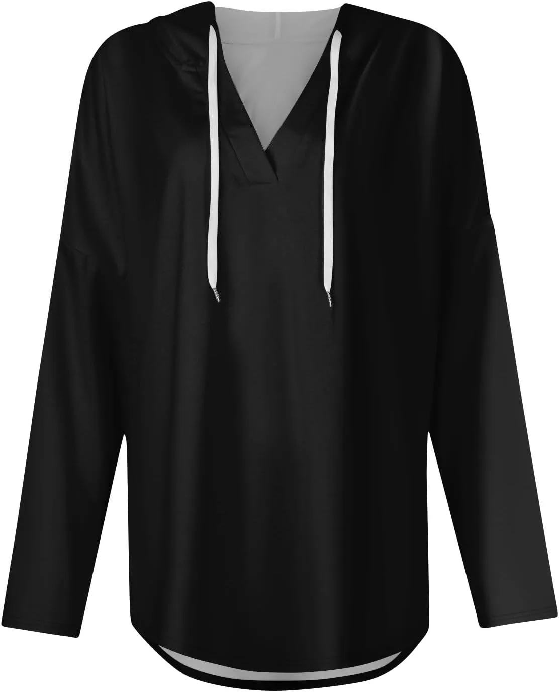 Trendy Hoodie for Women 2024 V Neck Sweatshirt Oversized Long Sleeve Pullover Outfit Drawstring Casual Outwear