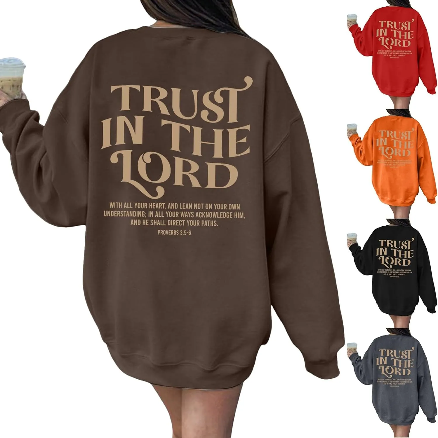 Trust in the Lord Christian Bible Verse Hoodies Jesus Saves Faith Sweatshirt Pullover Tops Harajuku Streetwear