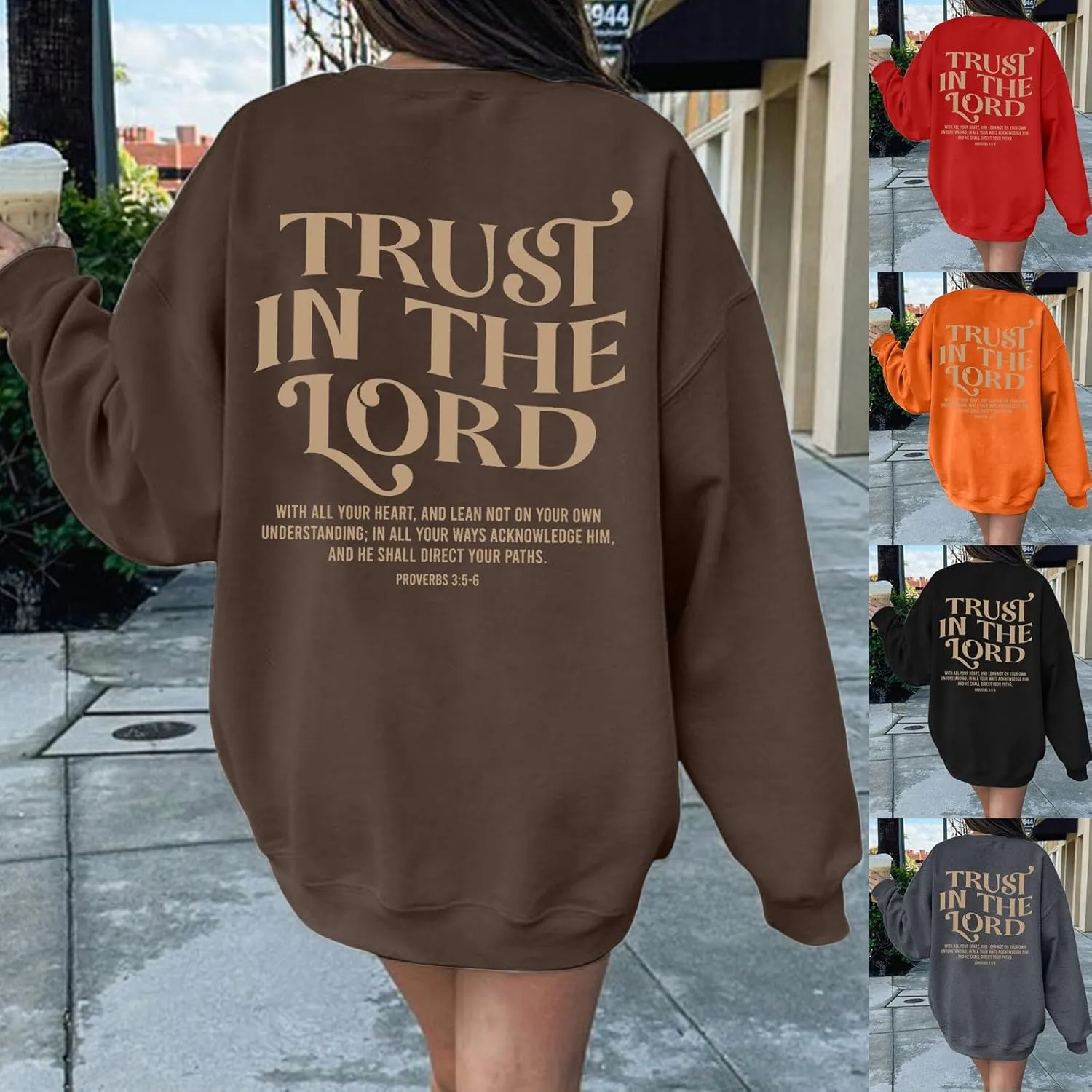 Trust in the Lord Christian Bible Verse Hoodies Jesus Saves Faith Sweatshirt Pullover Tops Harajuku Streetwear
