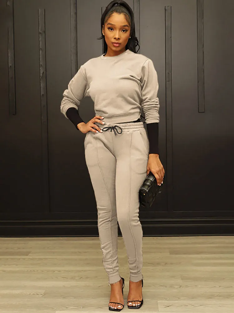 Two Piece Pullover Long Pants Sweatshirt Outfits