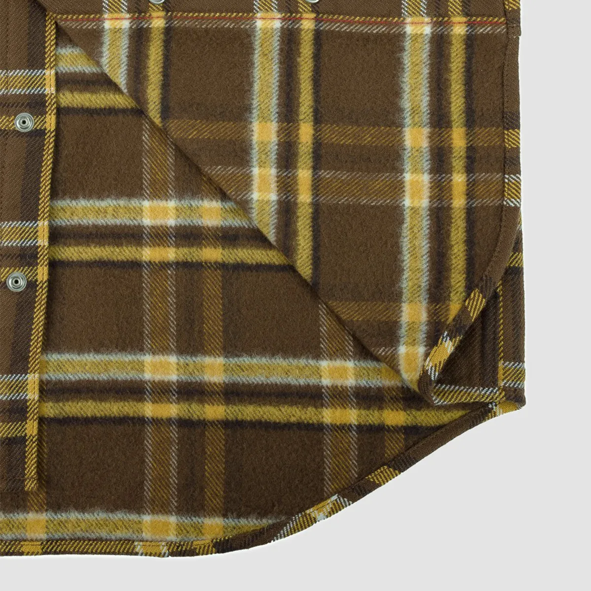 Ultra Heavy Flannel Crazy Check Western Shirt  Brown