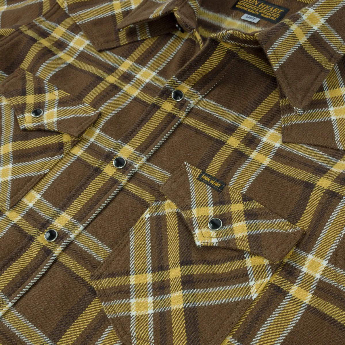 Ultra Heavy Flannel Crazy Check Western Shirt  Brown