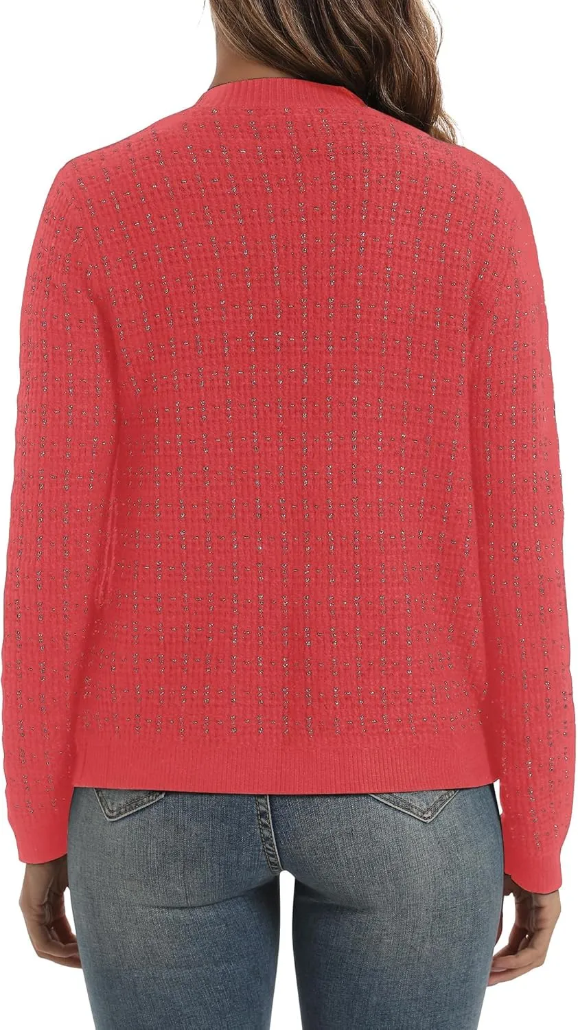Urban CoCo Women's Open Front Button Down Knit Cropped Cardigan Casual Long Sleeve Sweater Jacket