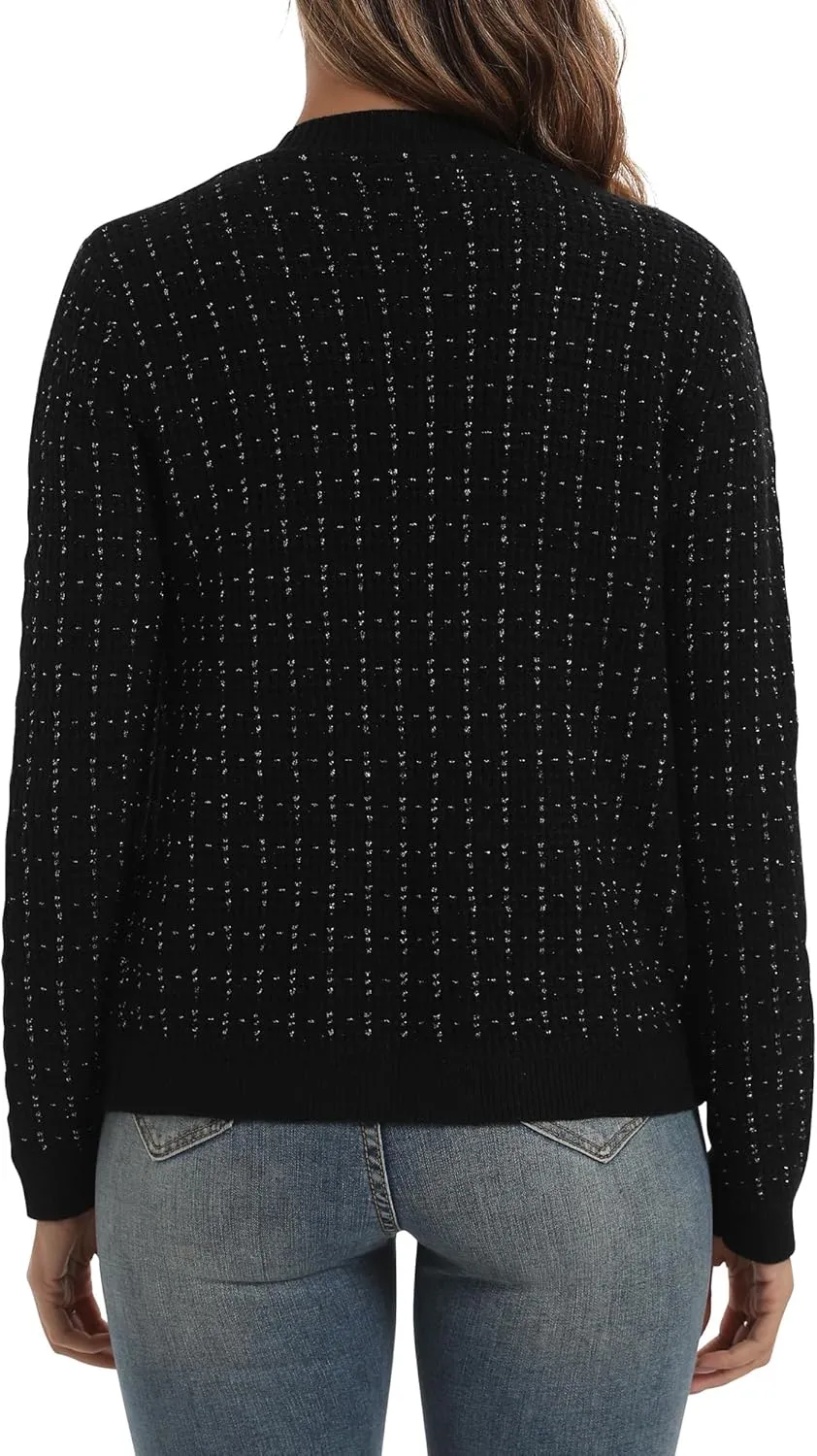 Urban CoCo Women's Open Front Button Down Knit Cropped Cardigan Casual Long Sleeve Sweater Jacket