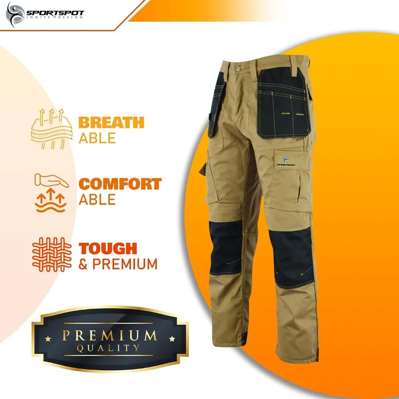 Urban Tactical Cargo Work Pants for Men - Heavy-Duty Knee Pads and Multiple Pockets