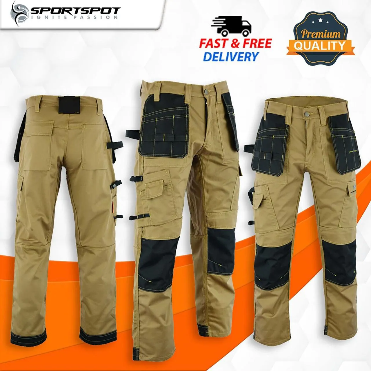 Urban Tactical Cargo Work Pants for Men - Heavy-Duty Knee Pads and Multiple Pockets