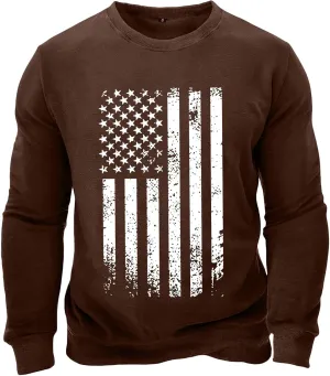 USA Flag Patriotic Sweatshirt for Men Plus Size Crewneck Pullover Fall Tops Casual Gym Shirts Workout Sweater