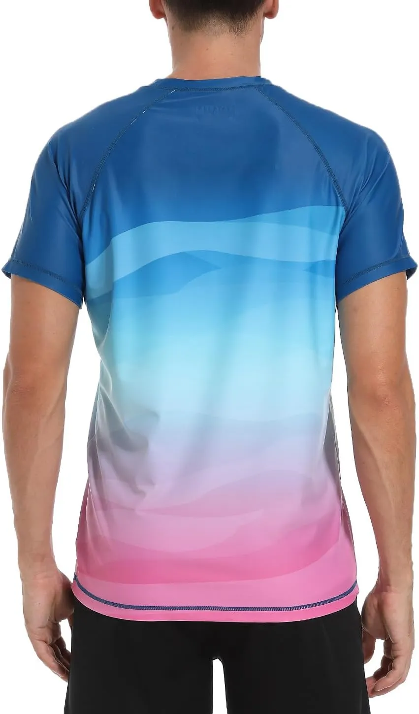 VAYAGER Men's Swim Shirts Rash Guard UPF 50  T Shirts Quick Dry Loose Fit Water Surfing Shirt