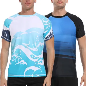 VAYAGER Men's Swim Shirts Rash Guard UPF 50  T Shirts Quick Dry Loose Fit Water Surfing Shirt