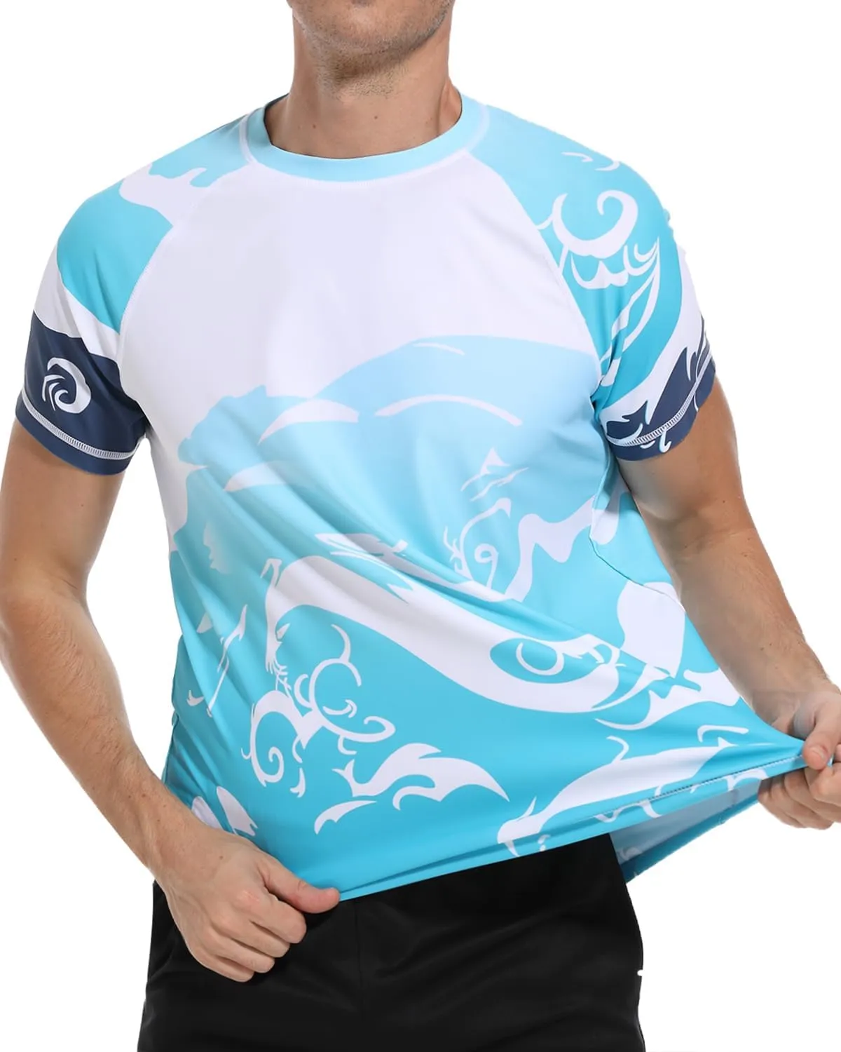 VAYAGER Men's Swim Shirts Rash Guard UPF 50  T Shirts Quick Dry Loose Fit Water Surfing Shirt