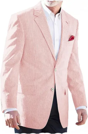 VENNYNG Men's Seersucker Suit Jacket Single Breasted Thin Blazer Coat for Weddings Easter Party Business