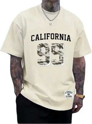 Verdusa Men's Casual Oversized T Shirts Summer Round Neck Short Sleeve Basic Tee Tops