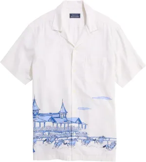 vineyard vines Men's Kentucky Derby Linen Short Sleeve Cabana Shirt