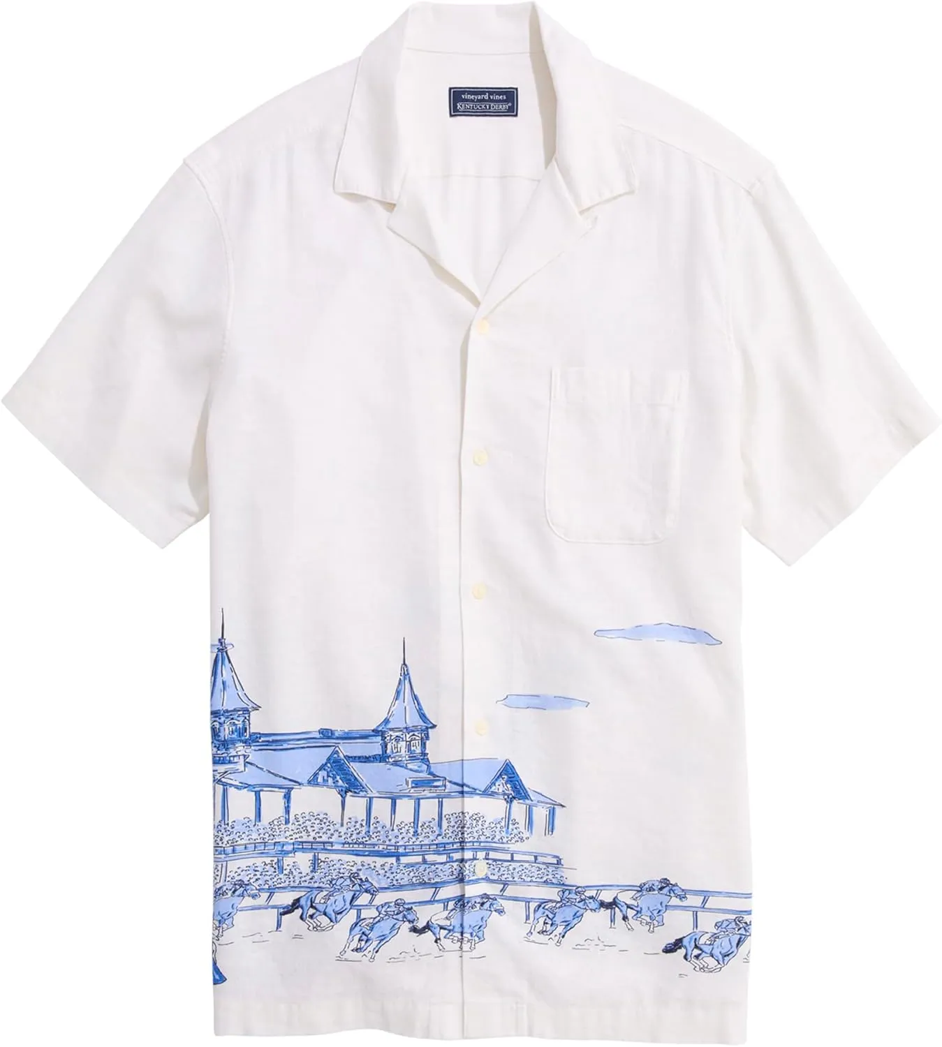 vineyard vines Men's Kentucky Derby Linen Short Sleeve Cabana Shirt