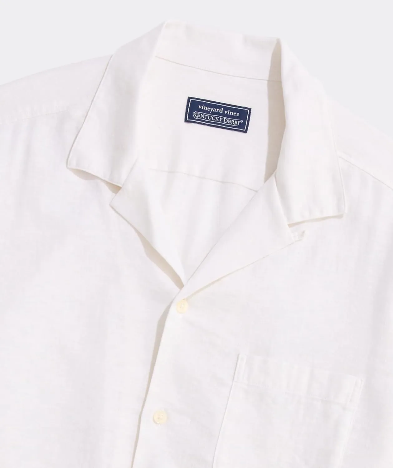 vineyard vines Men's Kentucky Derby Linen Short Sleeve Cabana Shirt