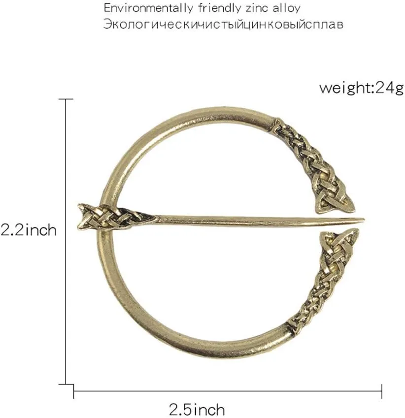 Vintage Viking Brooch Pin Lapel for Women Men Cloak Scarf Shawl Buckle Clasp Pin Brooches Penannular Brooch and Pin Sets Jewelry