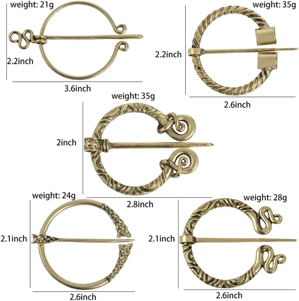 Vintage Viking Brooch Pin Lapel for Women Men Cloak Scarf Shawl Buckle Clasp Pin Brooches Penannular Brooch and Pin Sets Jewelry