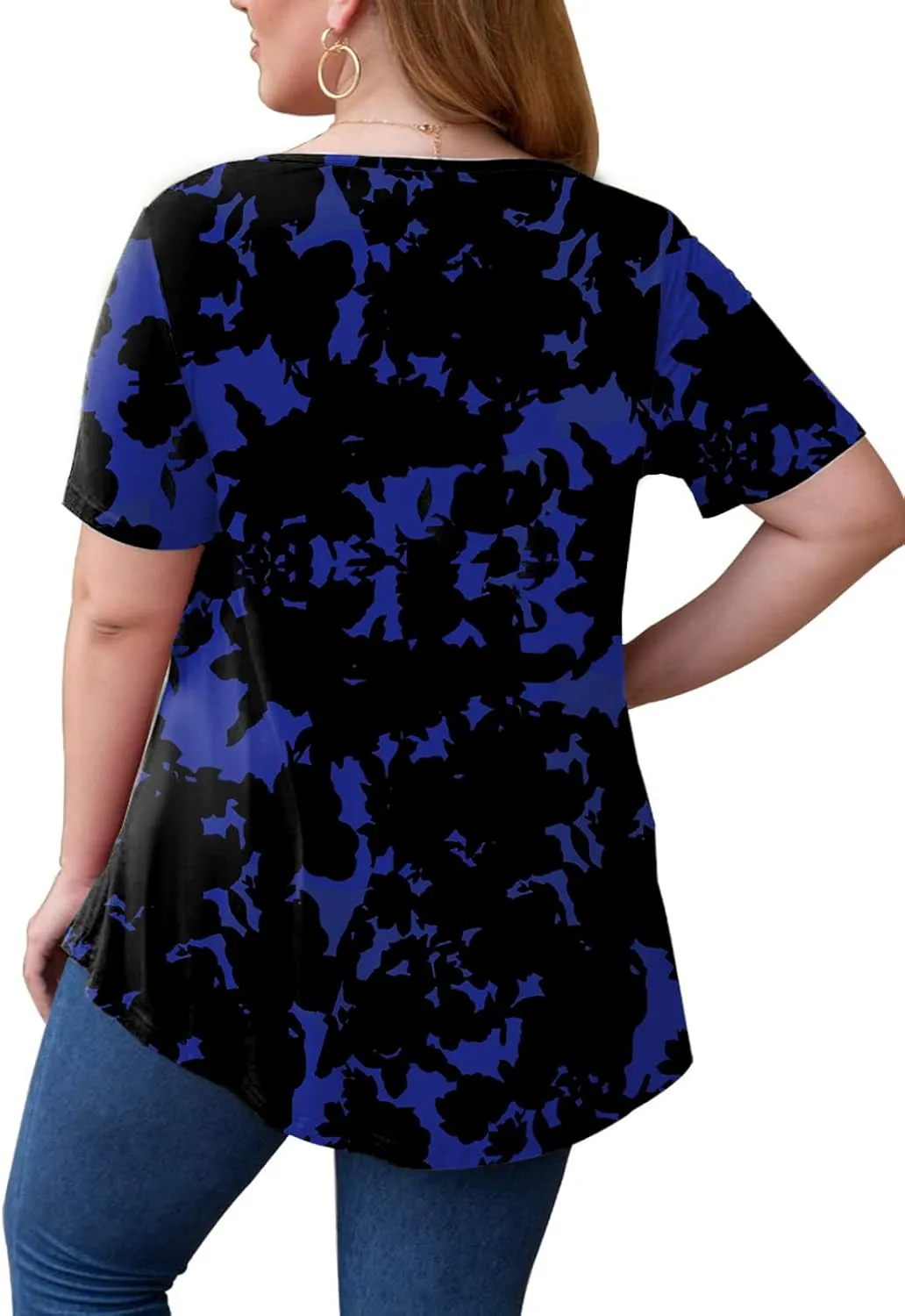 VISLILY Women's-Plus-Size-Tops Summer Lace Tee Shirts Short Sleeve Tunics Flowy Pleated Blouses XL-4XL