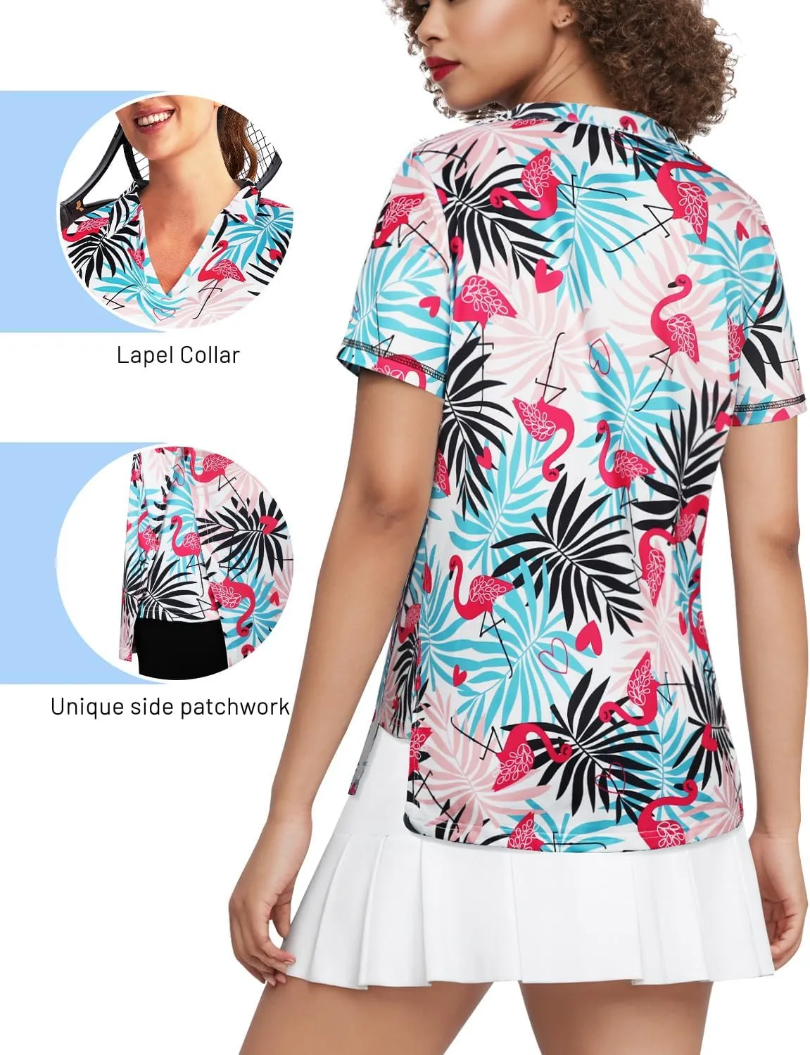 Vldnery Women's Golf Shirts Short Sleeve v Neck Loose Fit Plain Workout Tennis Polo T-Shirts